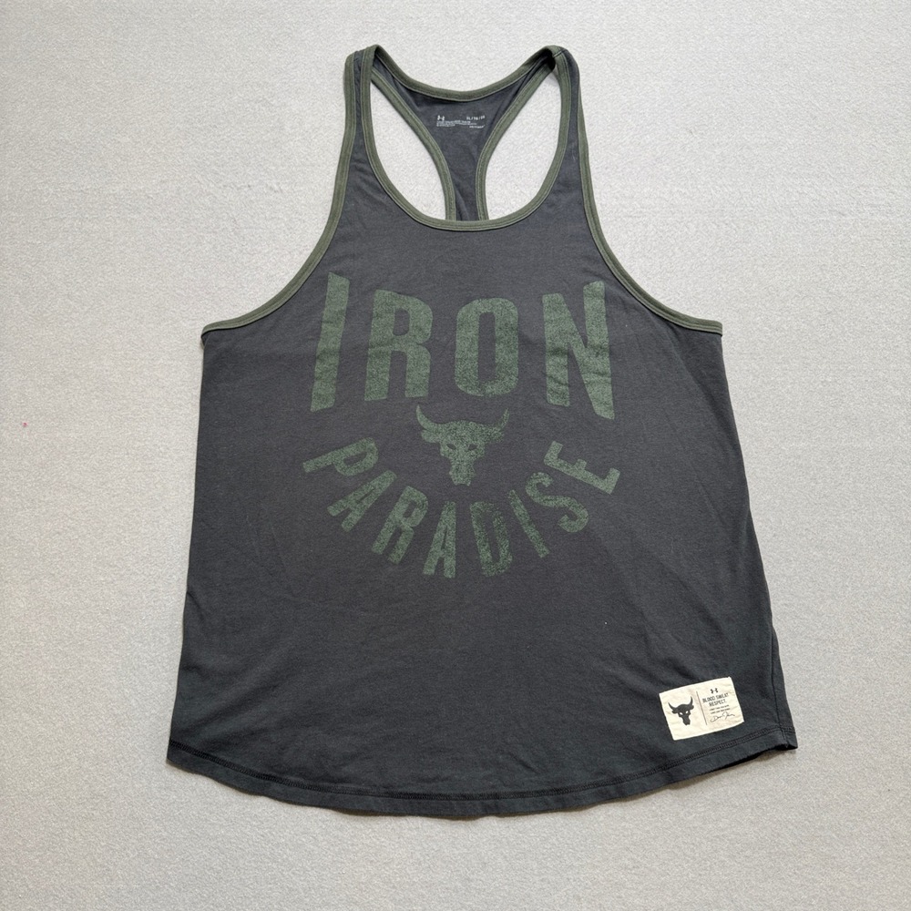 Under Armour Tank Top Men's XL Gray Project Rock Racerback Training Lightweight